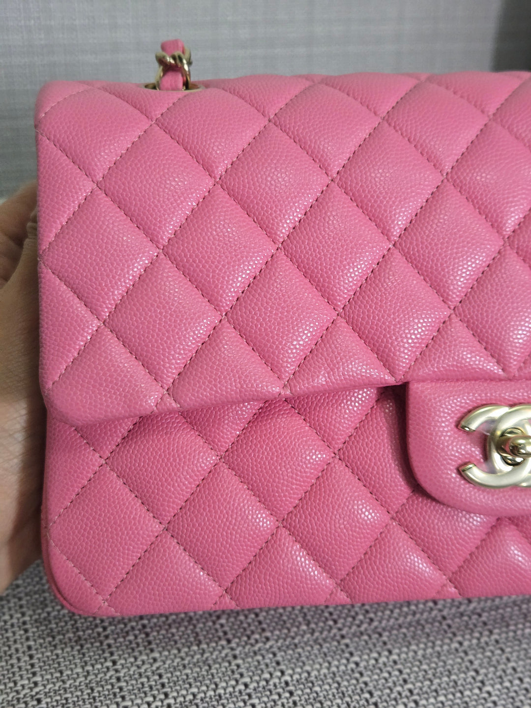 Chanel 21P 2021 Pre spring/summer collection Pink Caviar Champagne GHW 11.12 Timeless Classic Medium ML Double Flap Bag