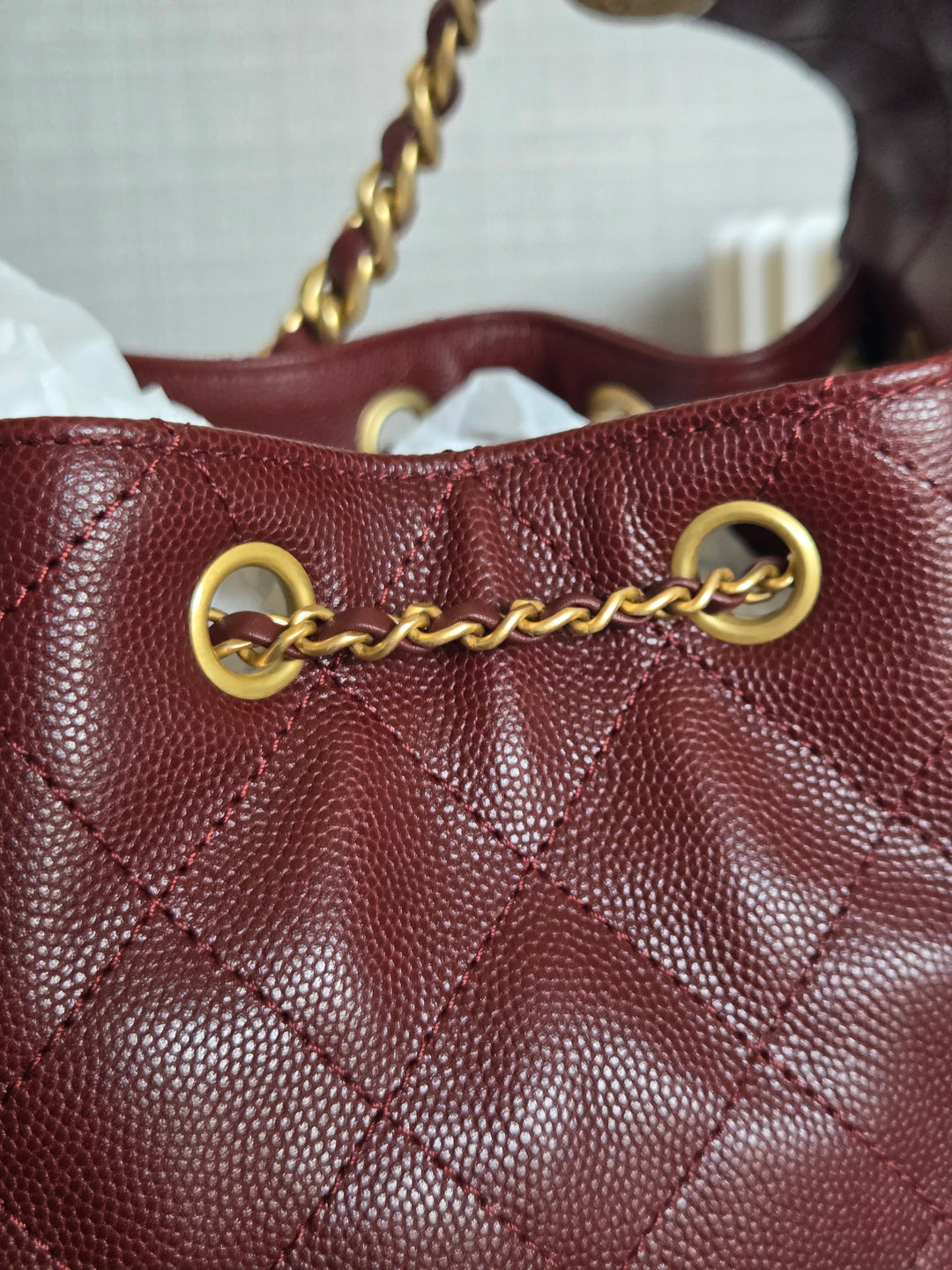CHANEL 25 size SMALL from 25A 2025 Metiers d'art Collection BURGUNDY caviar aged GHW Hobo Bag