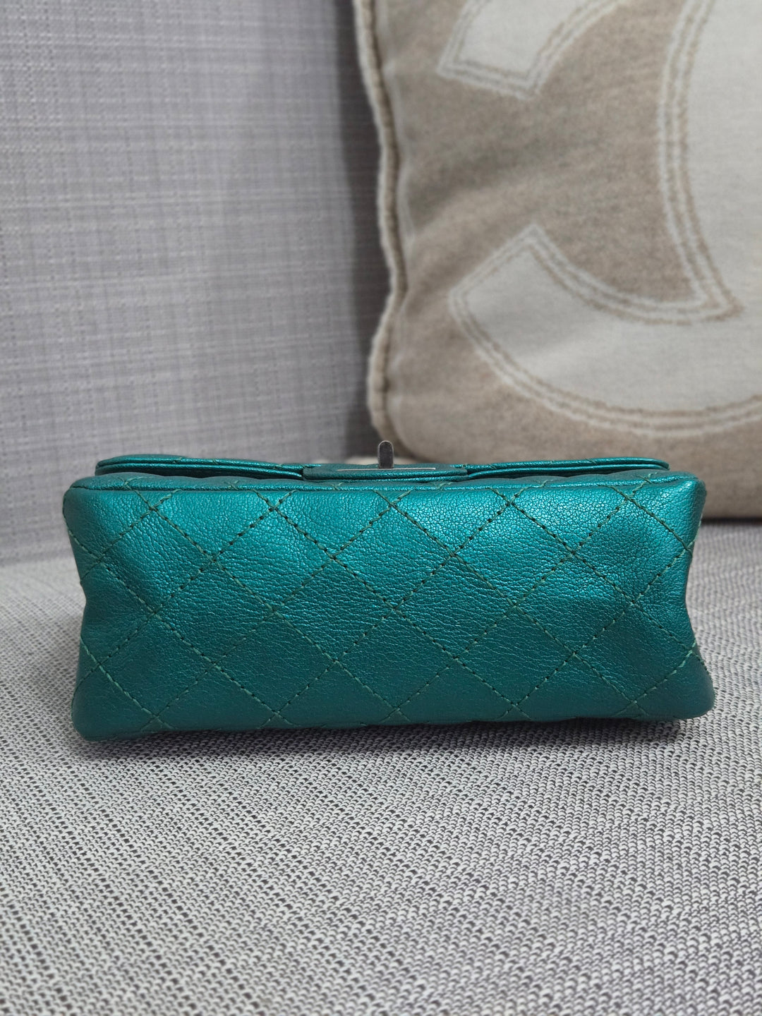 Chanel Series 28 Emerald Green Turquoise Calf skin 2.55 Reissue Mini Flap Bag with Ruthenium Hardwars