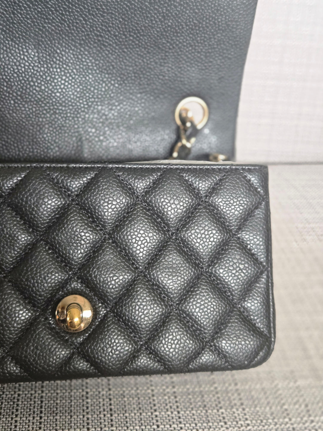 Chanel series 25 2018 Summer/Spring 18S Collection Pearly Dark Grey Caviar LGHW Mini Rectangular Flap Bag
