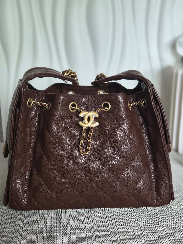 CHANEL 25K Collection Brown Caviar Aged GHW 25 Hobo Bag size SMALL