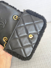 Load image into Gallery viewer, Chanel 24K 2024 Collection Black Teddy Shearling Black Lambskin Mini Rectangular Flap Bag
