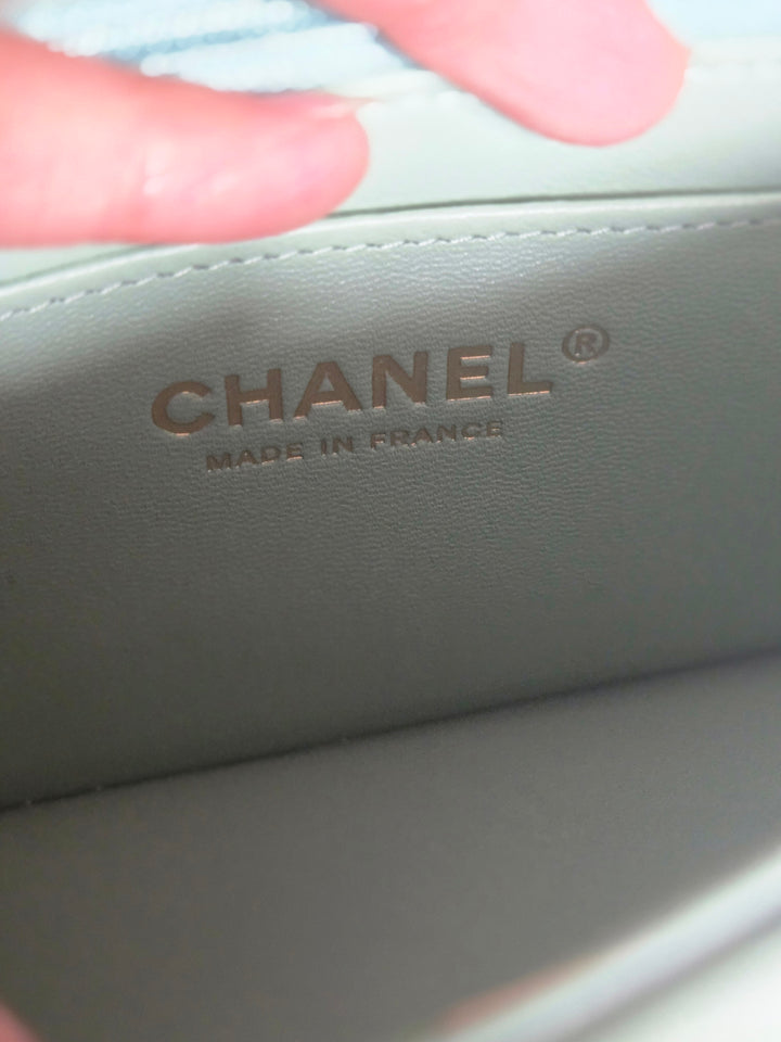 Chanel 24S collection 2024 Pastel Green Lambskin Champagne GHW Classic Mini Rectangular Flap Bag