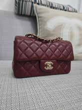 Load image into Gallery viewer, Chanel 23S 2023 Spring/Summer Collection Burgundy Lambskin Classic Mini Rectangular Flap Bag with Champagne GHW
