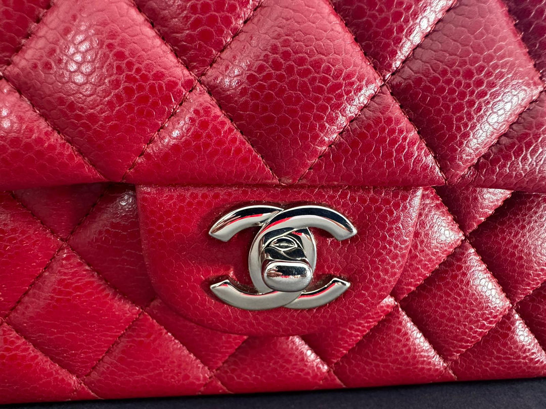 CHANEL 12A series 16 2012 Red Caviar SHW Medium Timeless ML Classic Double Flap Bag