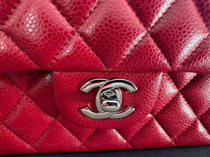 CHANEL 12A series 16 2012 Red Caviar SHW Medium Timeless ML Classic Double Flap Bag