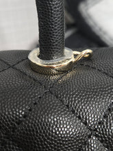 Load image into Gallery viewer, Chanel Black Caviar Champagne GHW Coco Handle Flap Bag size Small with Detachable Strap
