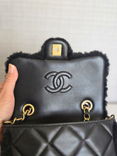 Load image into Gallery viewer, Chanel 24K 2024 Collection Black Teddy Shearling Black Lambskin Mini Rectangular Flap Bag
