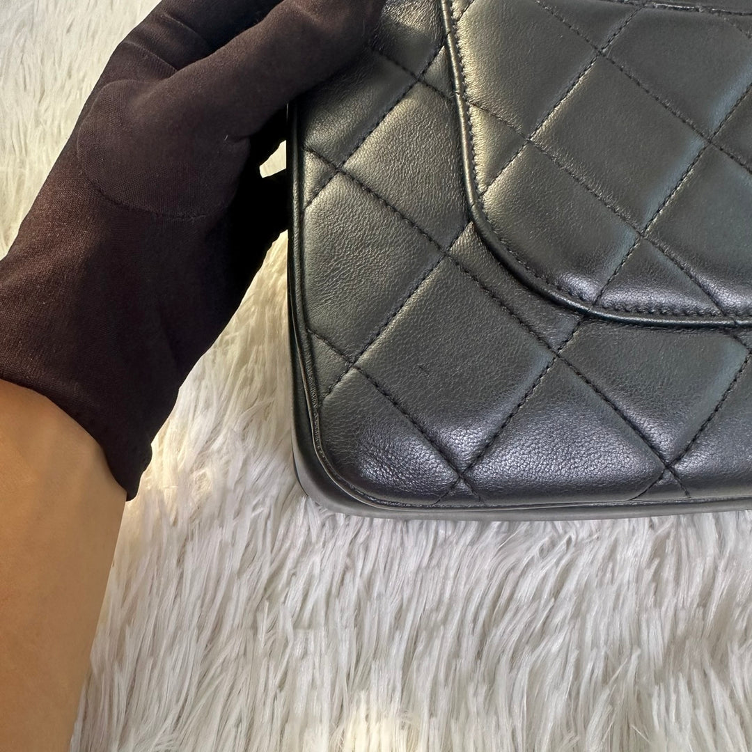CHANEL Black Lambskin Trendy CC Flap Bag size SMALL with Non detachable Shoulder strap and LGHW 2023