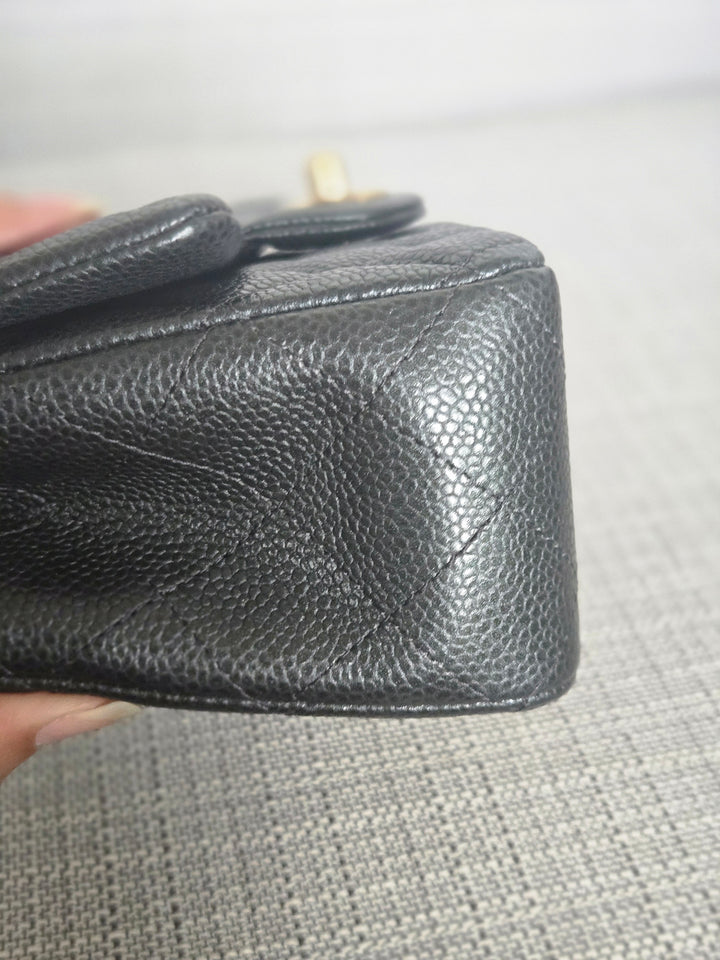 Chanel series 25 2018 Summer/Spring 18S Collection Pearly Dark Grey Caviar LGHW Mini Rectangular Flap Bag
