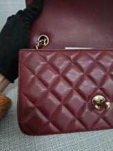 Load image into Gallery viewer, Chanel 23S 2023 Spring/Summer Collection Burgundy Lambskin Classic Mini Rectangular Flap Bag with Champagne GHW
