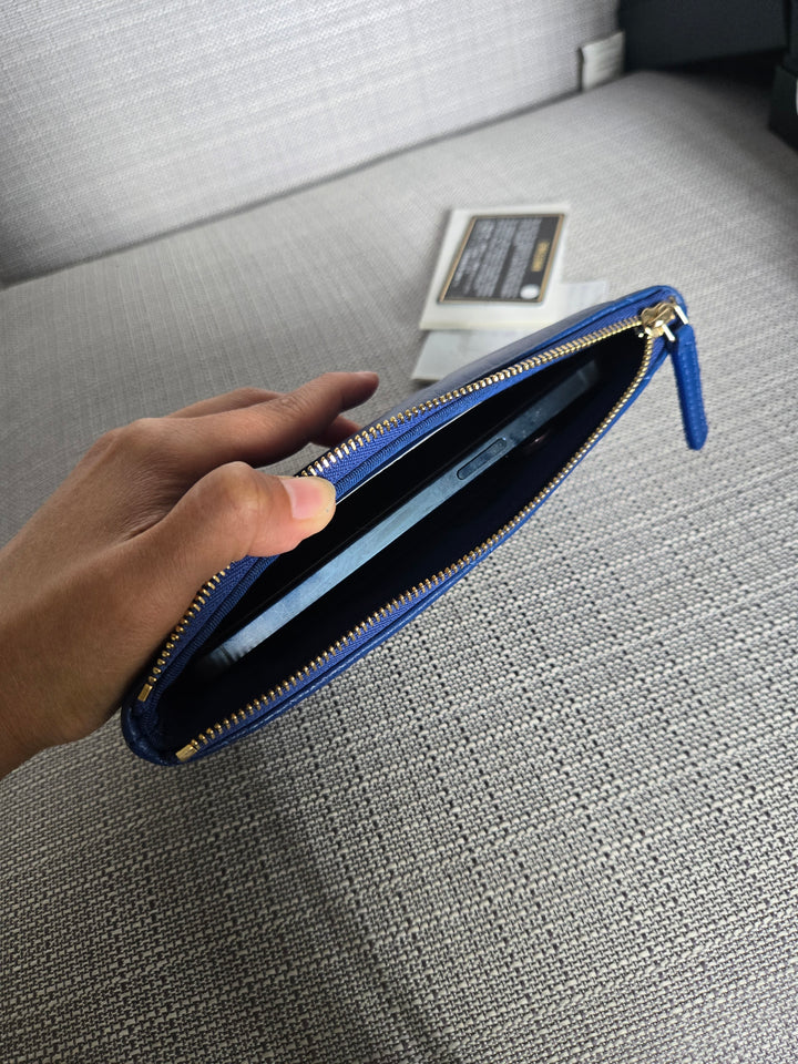Chanel series 29 Blue goatskin GHW Small O Case/Pouch 8 inches