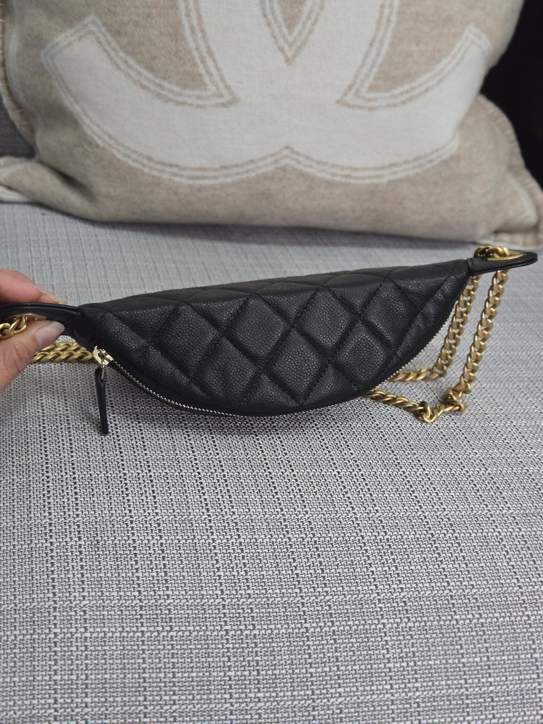 Chanel 24B 2024 Fall/Winter Black Caviar GHW Sweetheart Adjustable chain Waist Bag/Fanny Bag/Bum Bag