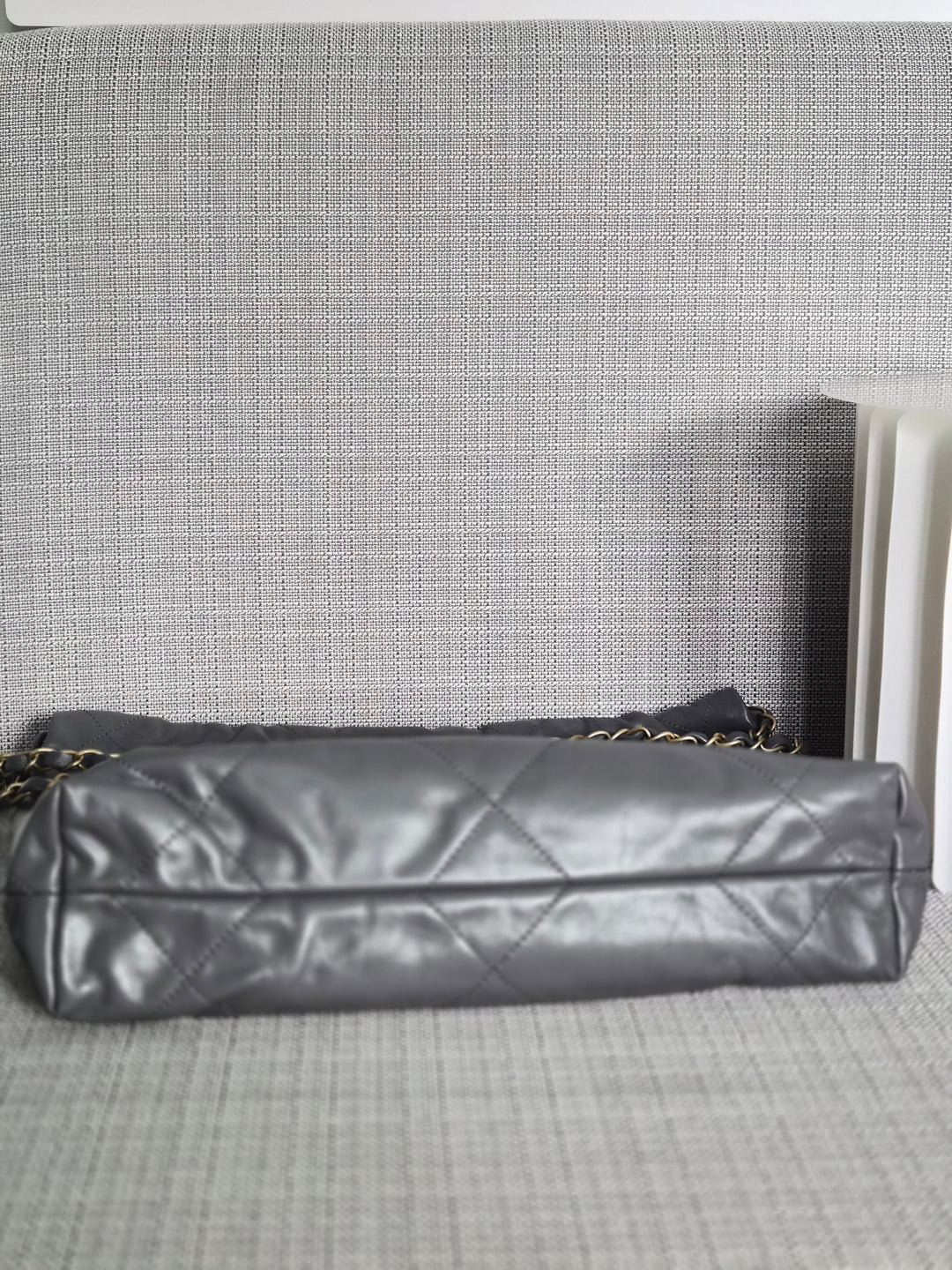 CHANEL 22 size Small in Grey Lambskin aged GHW with detachable pouch