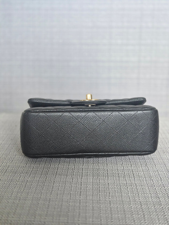 Chanel series 25 2018 Summer/Spring 18S Collection Pearly Dark Grey Caviar LGHW Mini Rectangular Flap Bag