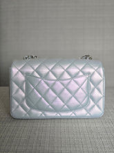 Load image into Gallery viewer, Chanel 21K collection 2021 Iridescent Light Blue Calf skin SHW Mini Rectangular Flap Bag

