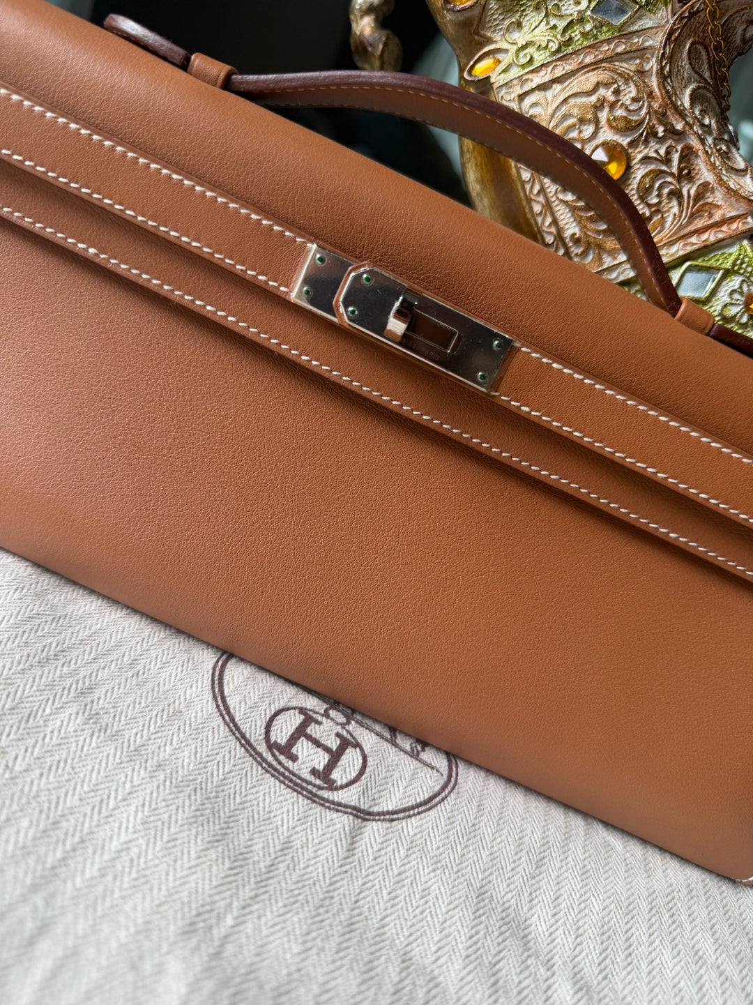 Hermès Kelly Cut Gold Swift Leather PHW Stamp R 2014