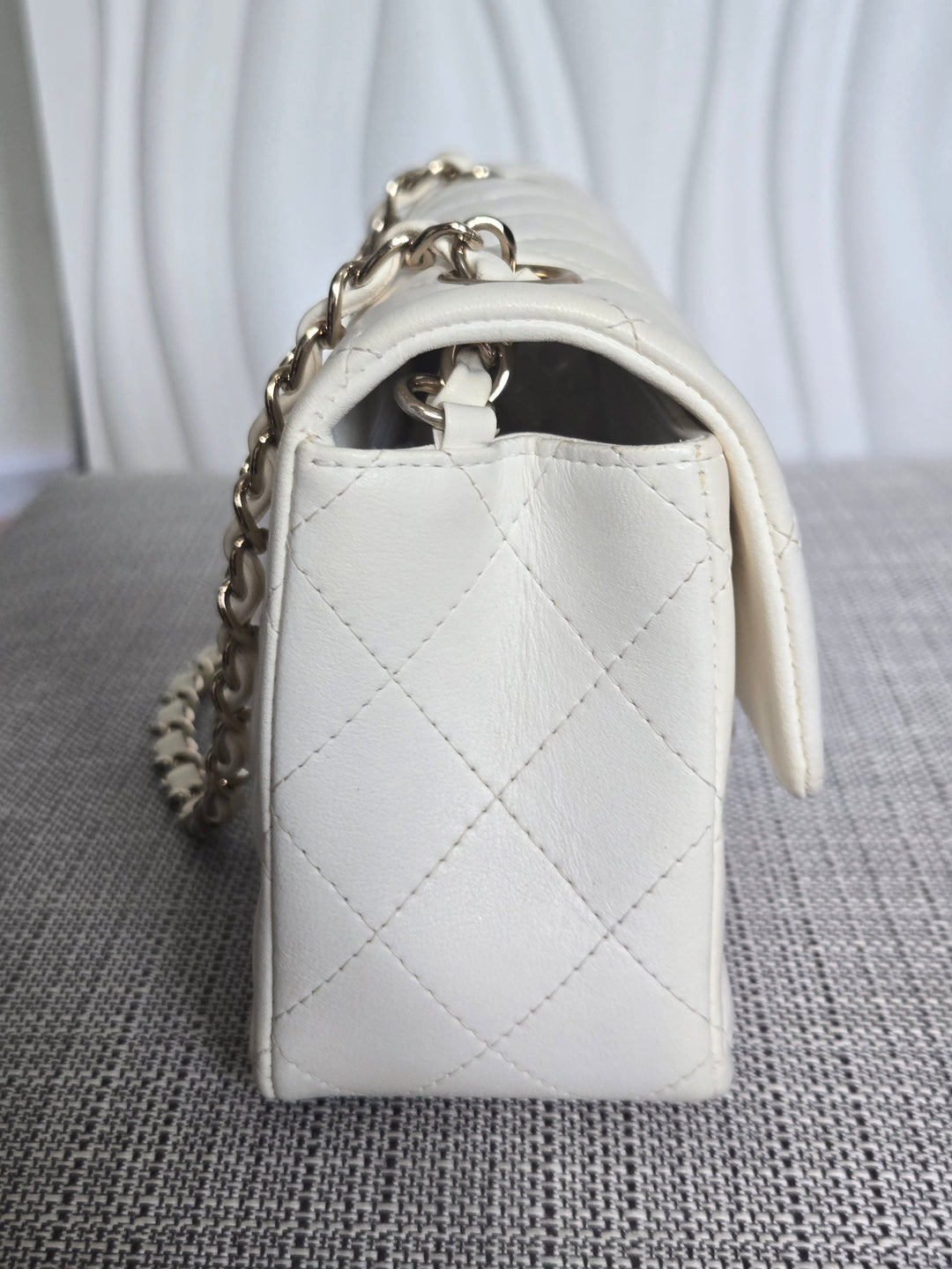 CHANEL series 23 2016 White Lambskin LGHW Mini Rectangular Flap Bag