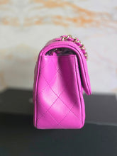Load image into Gallery viewer, Chanel 21C 2021 Cruise Collection Purple Lambskin Champagne GHW Mini rectangular flap bag
