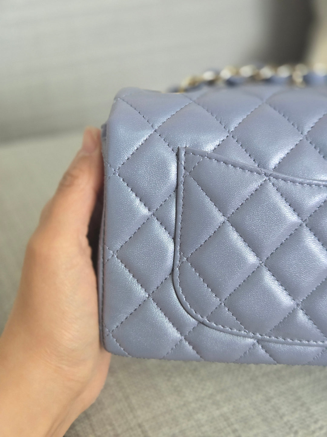 Chanel 22B Iridescent Light purple lambskin champagne GHW Mini Rectangular Flap Bag