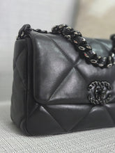 Load image into Gallery viewer, Chanel 22P 2022 Pre Spring/Summer Collection 19 Flap Bag size Small in So Black/Silver Hardware Black Lambskin
