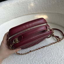 Load image into Gallery viewer, Chanel series 26 Burgundy Calf skin Aged GHW Camera Case bag with top handle
