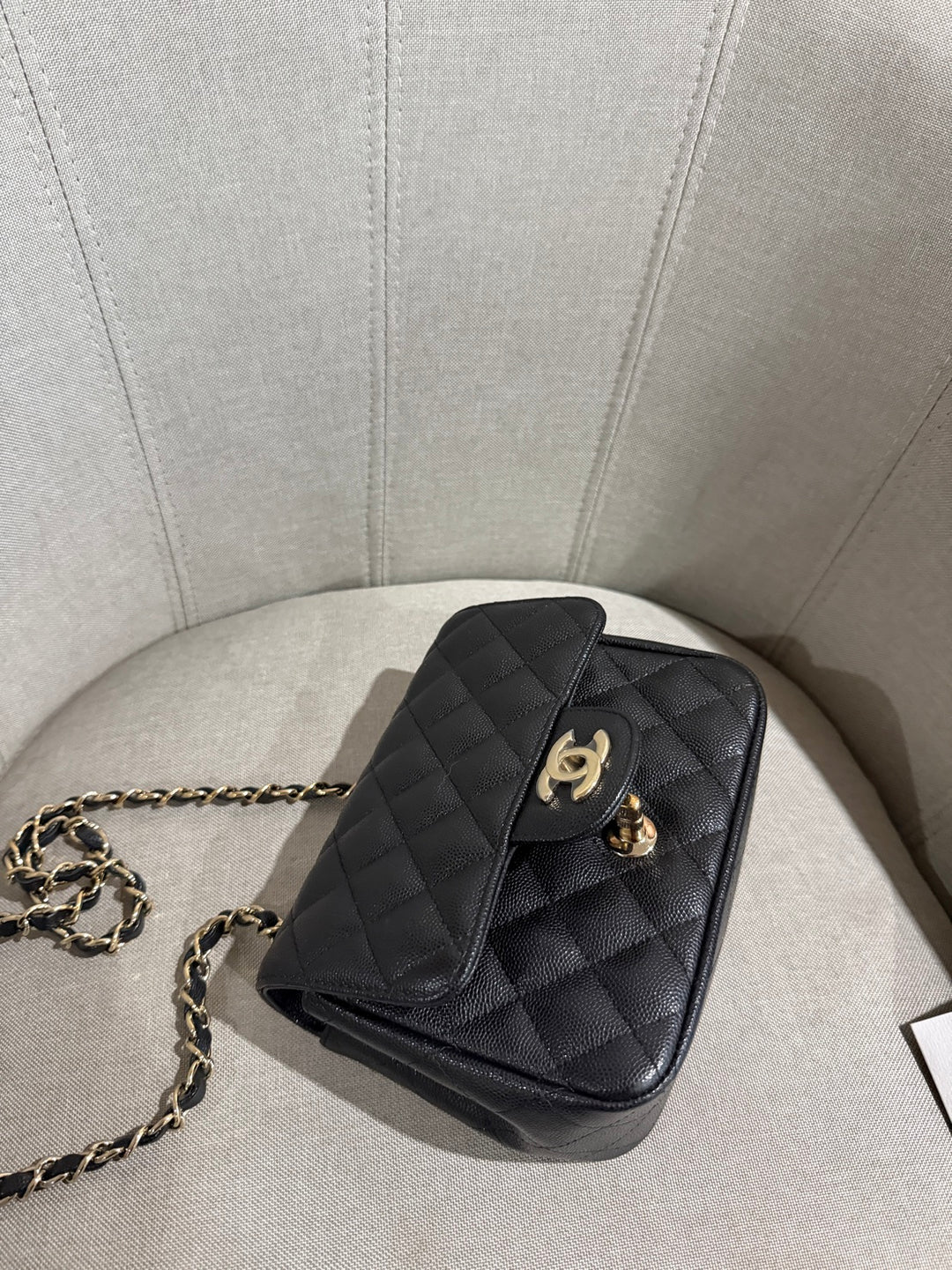 CHANEL series 23 17C Black Caviar LGHW Square mini flap bag with edge stitchings RARE combo 2016/2017