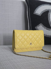 Load image into Gallery viewer, Chanel series 30 2020 Yellow Caviar LGHW Classic Wallet on chain (WOC)
