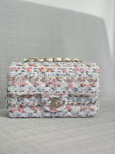 Load image into Gallery viewer, Chanel 23C 2022/2023 Cruise Collection Tweed Quilted Mini Rectangular Flap Bag in Ecru, Pink, Blue, and Green with Champagne GHW

