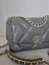 Load image into Gallery viewer, Chanel 19 size Small From 2022 in Dark grey Lambskin Mixed GHW with Silver colourway Flap Bag with Top Handle

