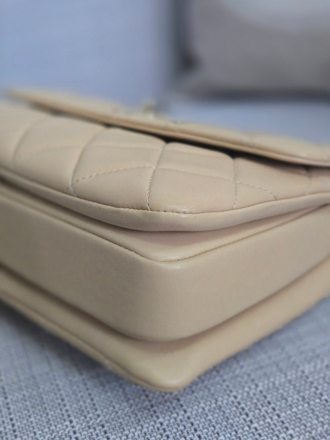 Chanel series 26 2018 Beige Lambskin Trendy CC Flap Bag with Top Handle Size Small with Champagne GHW and detachable Shoulder strap