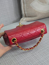 Load image into Gallery viewer, Chanel series 1 Red Lambskin 24K GHW Vintage Classic Mini Flap Bag
