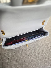 Load image into Gallery viewer, CHANEL Pearl Twist Pearly Silver Light Blue Lambskin Mini Flap Bag
