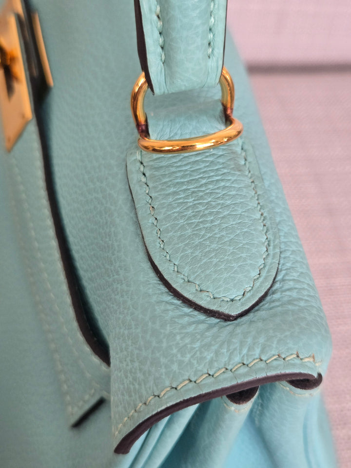 Hermes Kelly 28 in Bleu Atoll Togo Leather GHW
