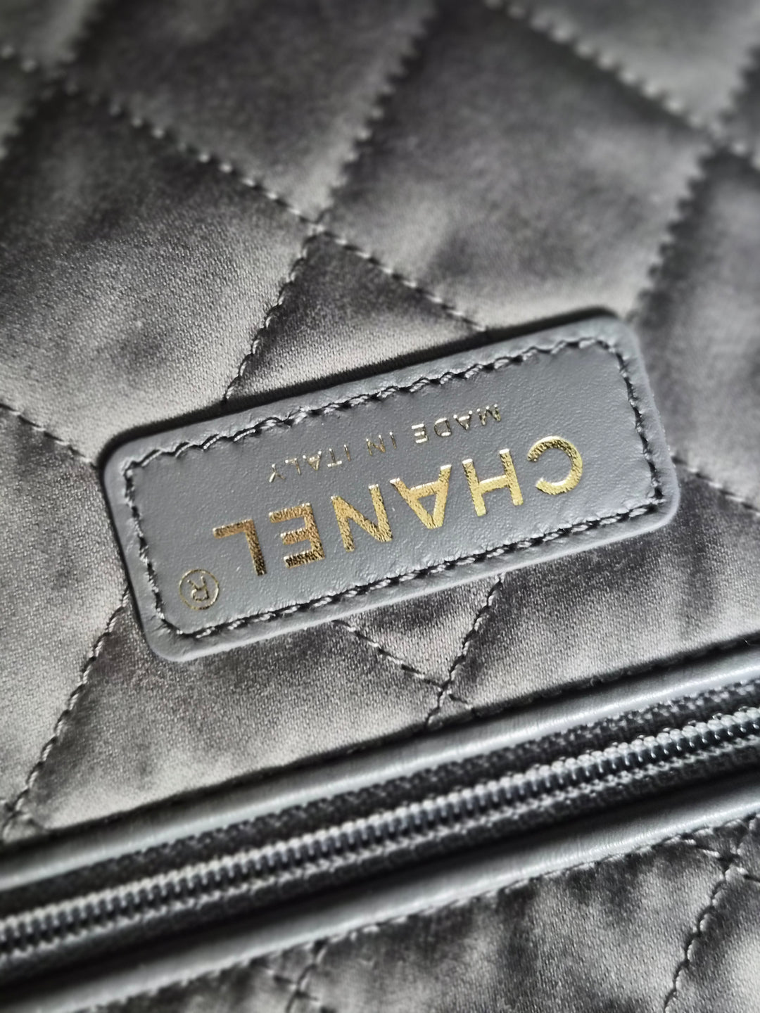 CHANEL 22 size Small in Grey Lambskin aged GHW with detachable pouch