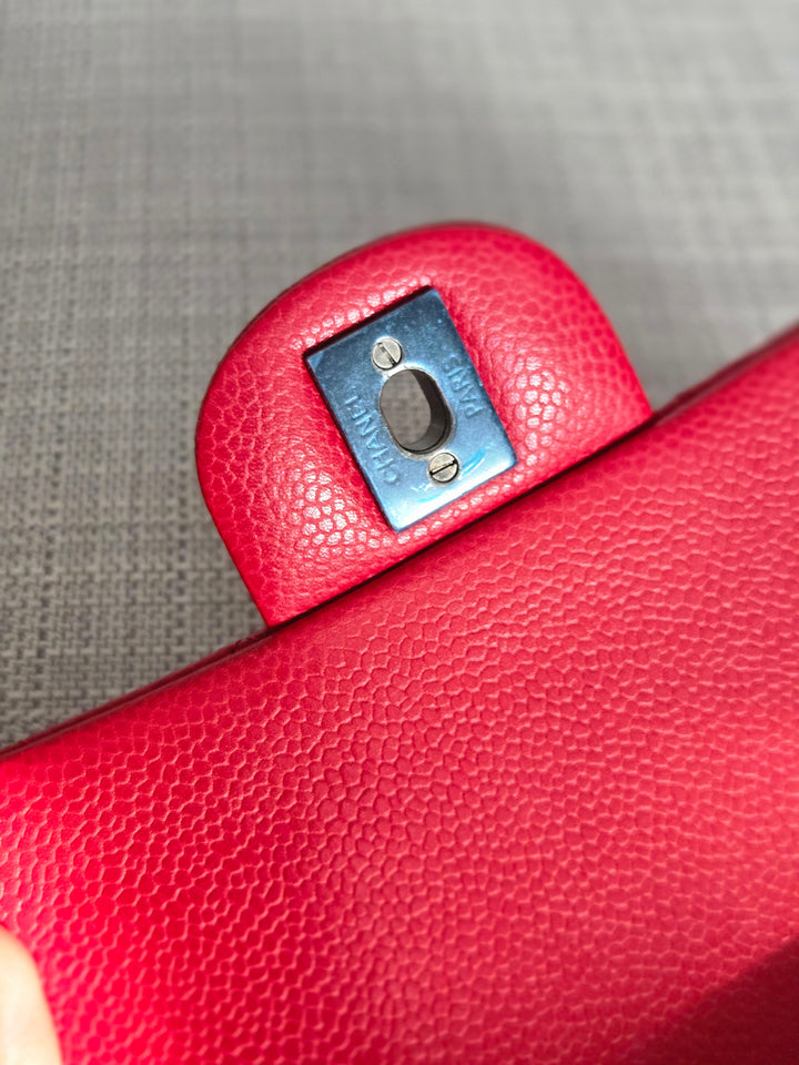 CHANEL series 21 15B collection Red lipstick caviar Ruthenium Hardware Mini Rectangular Flap Bag 2015 15B collection