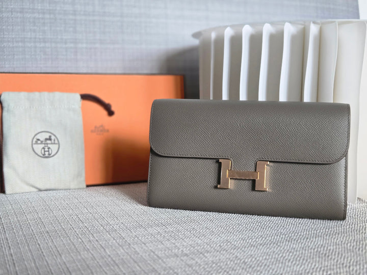 Hermes Constance to Go Long Wallet in Gris Etain Epsom Leather GHW Stamp Z 2021