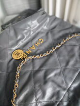 Load image into Gallery viewer, CHANEL 22 size Small in Grey Lambskin aged GHW with detachable pouch
