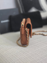 Load image into Gallery viewer, Chanel 2023 Caramel Brown Caviar Champagne GHW New Style Wallet on chain (WOC)
