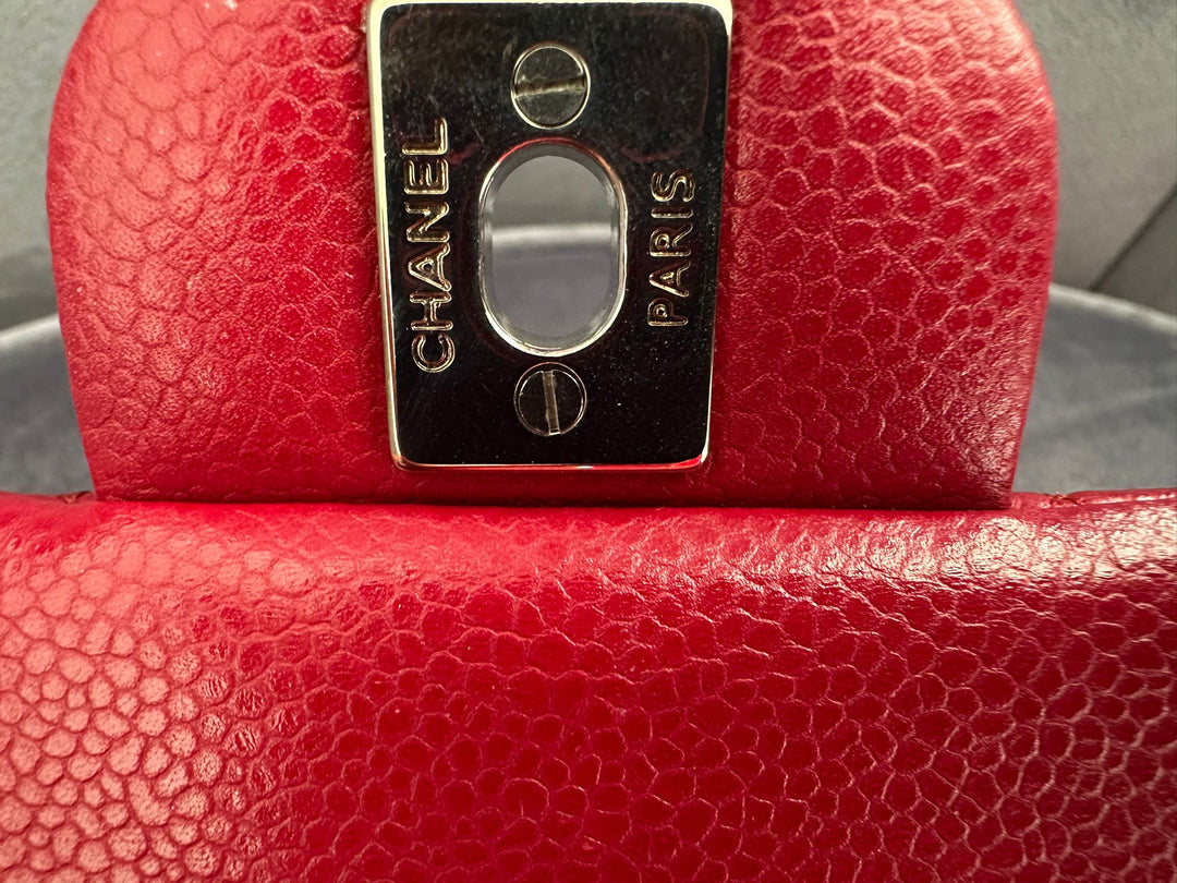 CHANEL 12A series 16 2012 Red Caviar SHW Medium Timeless ML Classic Double Flap Bag