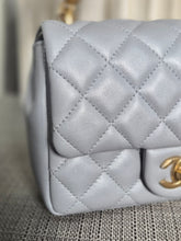Load image into Gallery viewer, CHANEL Pearl Twist Pearly Silver Light Blue Lambskin Mini Flap Bag
