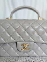 Load image into Gallery viewer, CHANEL 21A light Grey Lambskin Aged GHW Mini Rectangular Flap Bag with Top Handle
