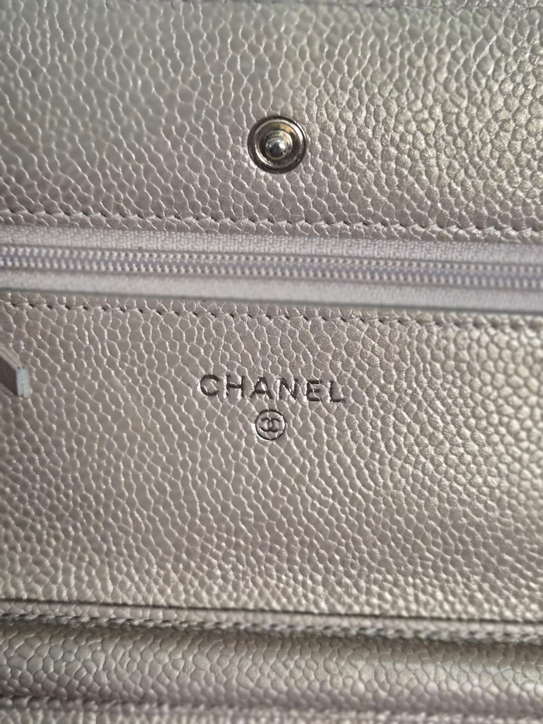 CHANEL series 20 2015 15B collection Gold Caviar Aged GHW Classic Wallet On Chain (WOC)