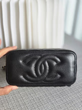 Load image into Gallery viewer, Chanel Black Caviar champagne GHW Small Vanity Case with Chain
