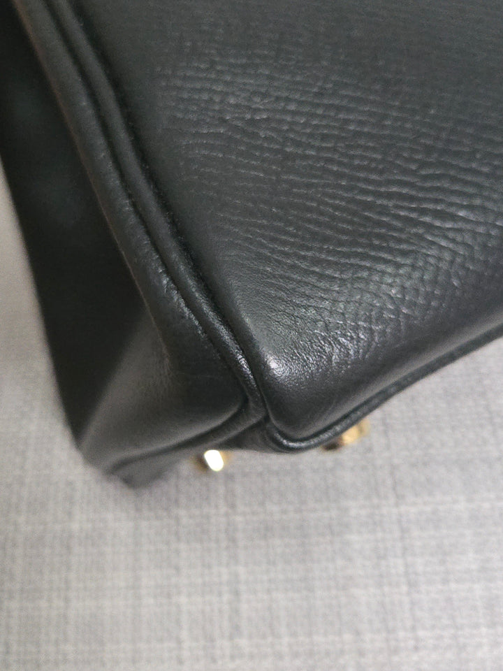 Hermes Noir/Black Epsom Leather GHW Kelly 28 stamp N 2010