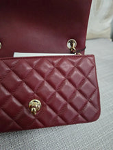 Load image into Gallery viewer, Chanel 23S 2023 Spring/Summer Collection Burgundy Lambskin Classic Mini Rectangular Flap Bag with Champagne GHW
