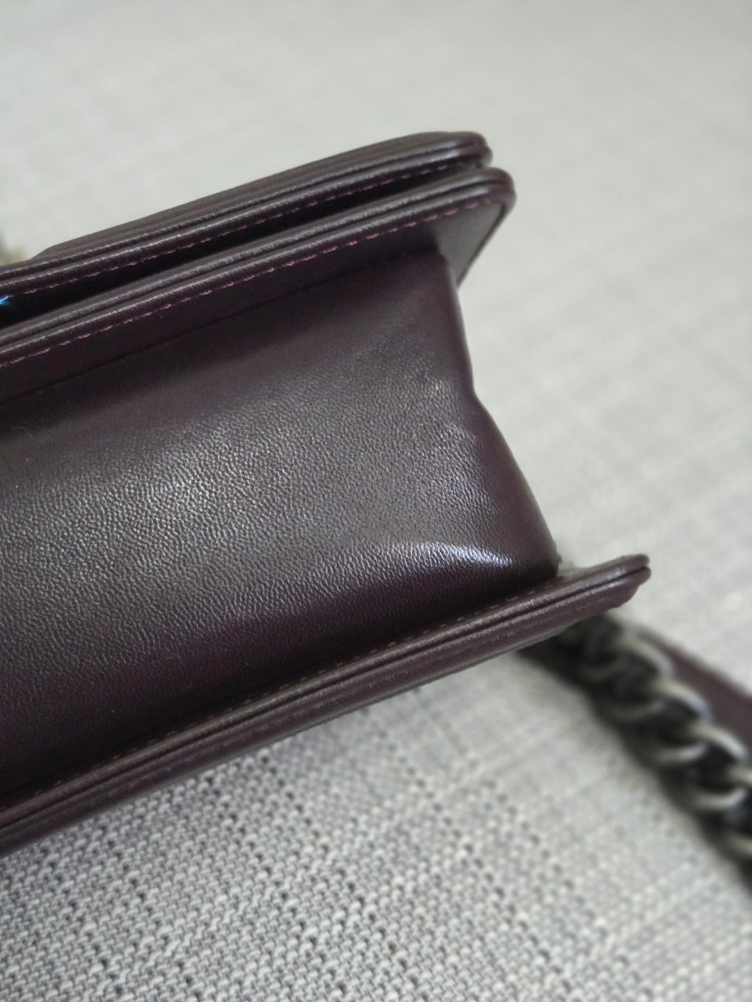 Chanel series 21 2015 Burgundy Lambskin Stingray Le Boy Flap Bag with RHW size Small