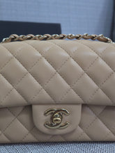 Load image into Gallery viewer, Chanel 22C 2022/2023 Cruise Collection Beige Lambskin Classic Mini Rectangular Flap Bag with Champagne GHW
