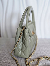 Load image into Gallery viewer, CHANEL Sage Khaki Green Glazed Calfskin Aged GHW Nano Kelly Shopping Bag size Small (19cms)
