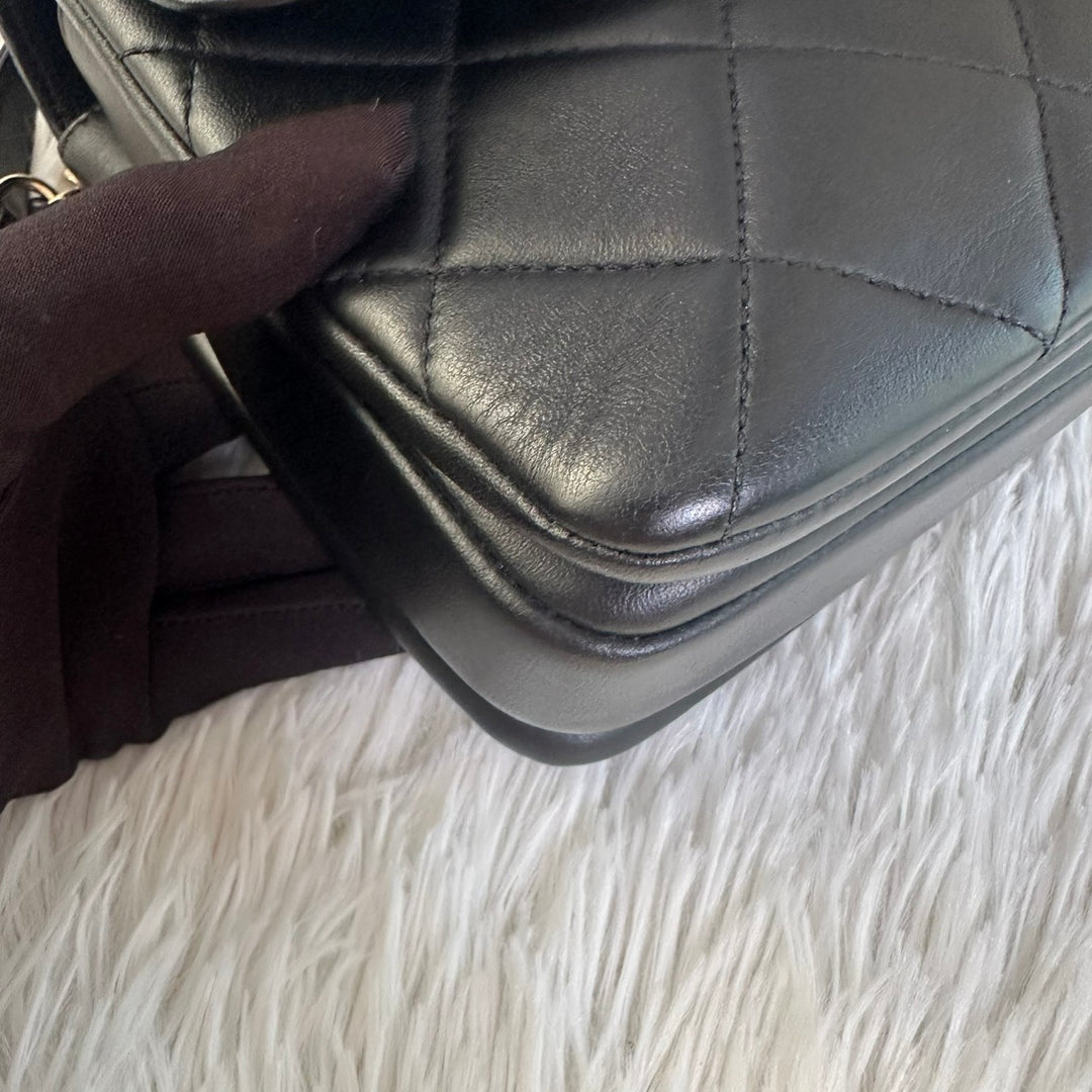 CHANEL Black Lambskin Trendy CC Flap Bag size SMALL with Non detachable Shoulder strap and LGHW 2023
